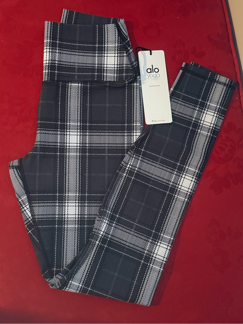 ALO Yoga Kids Black & White Plaid Leggings